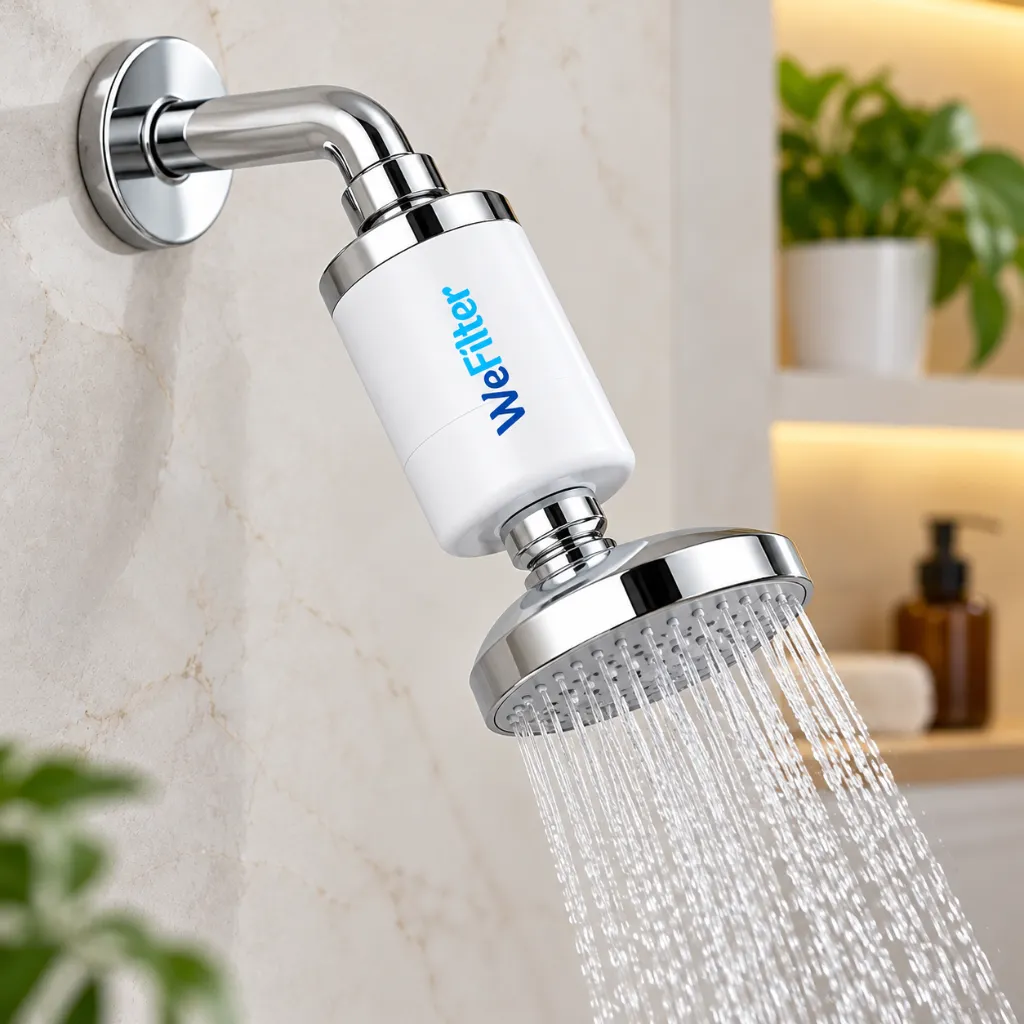 Chrome Filtered Showerhead in Action.webp